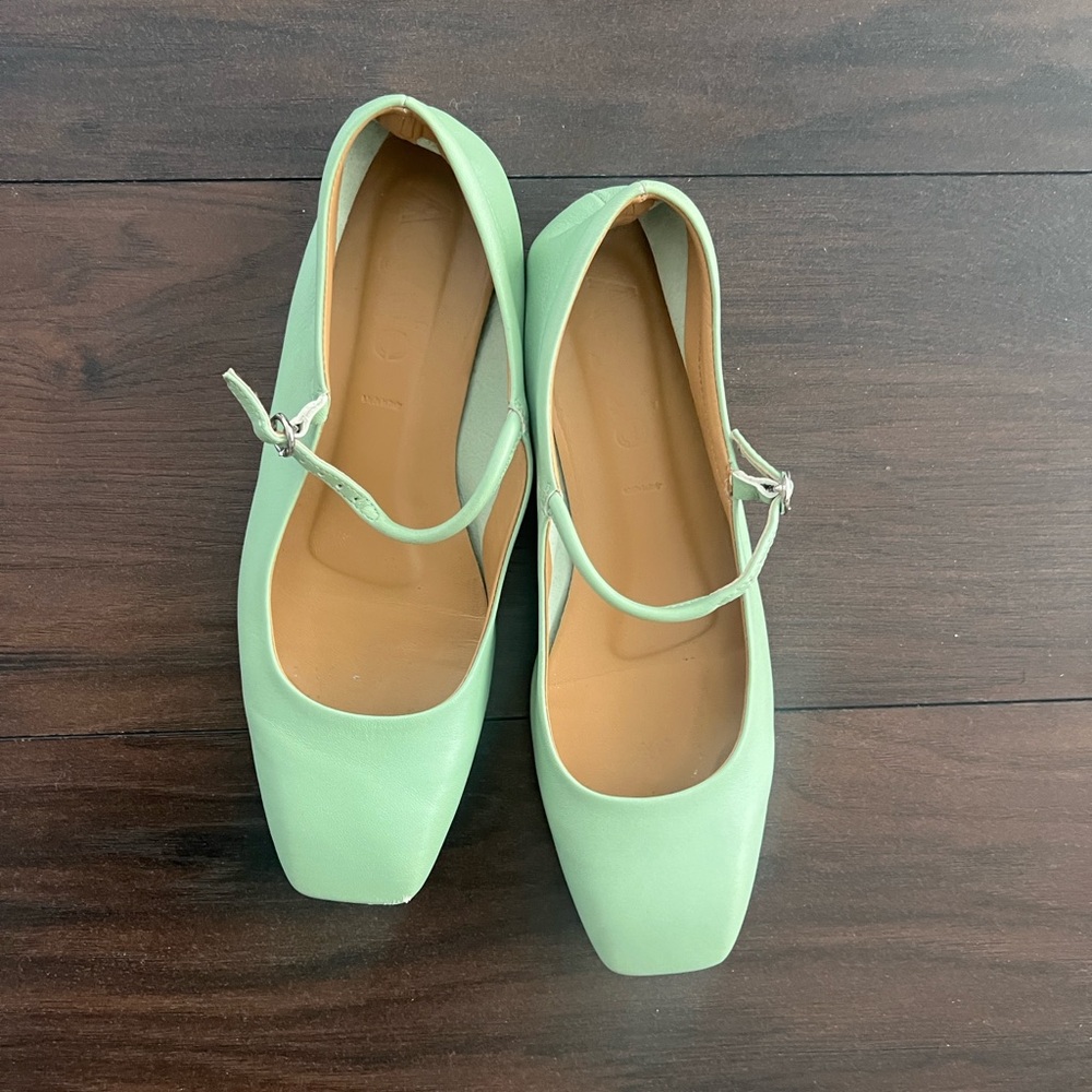 Aeyde Mint Green Mary Jane Flats
